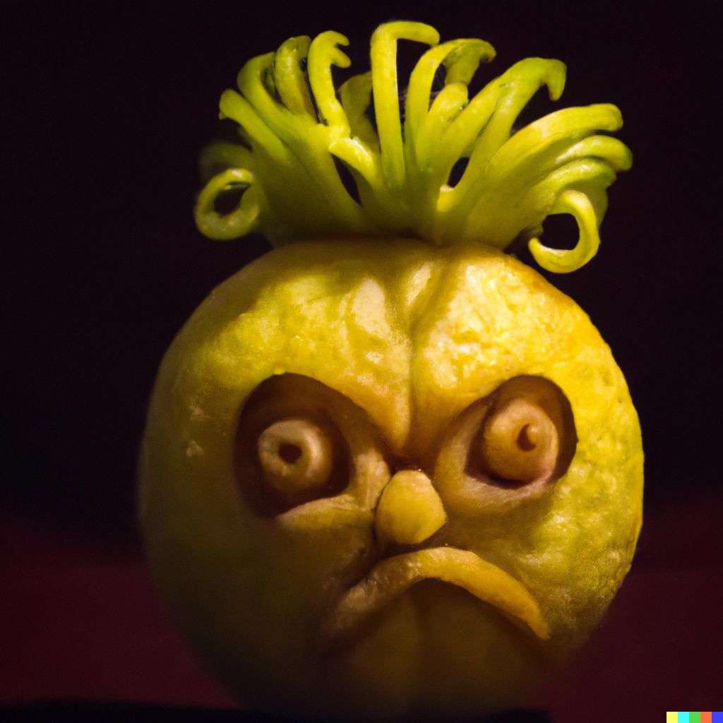a representation of anxiety, fruit carving